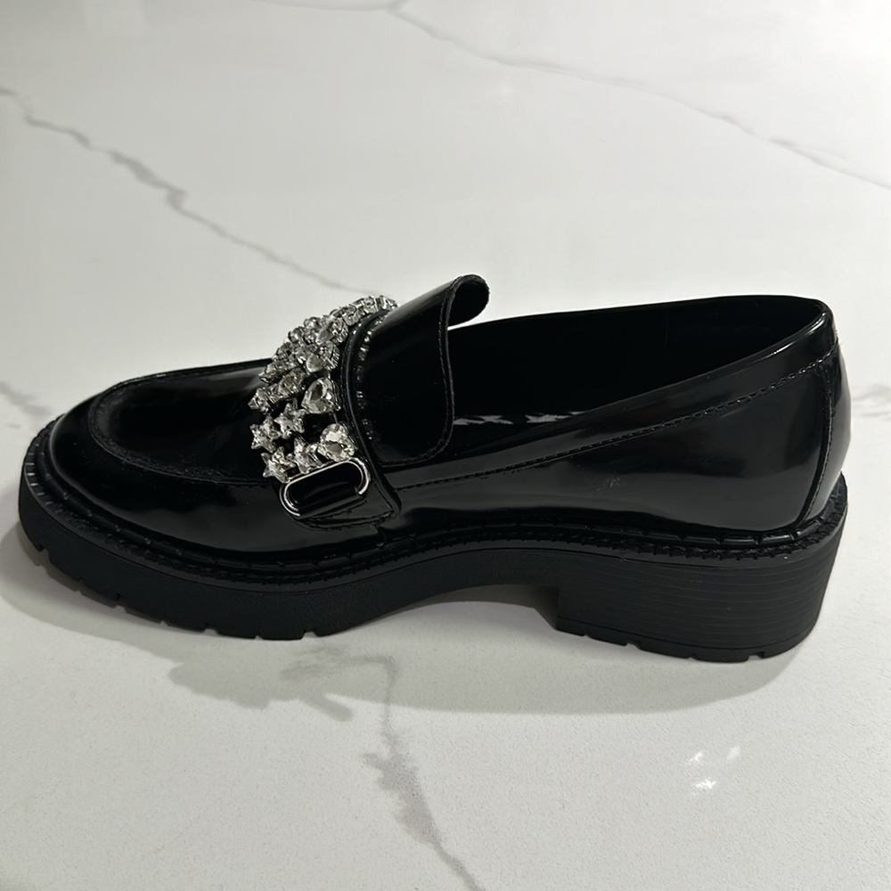 GB Rhinestone Strap Shiny Loafers - Picture 9 of 12